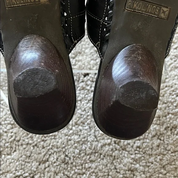 Pikolinos Jerez Black Leather Slip-On Kitten Heel Closed Toe Mules Size EU36 - Picture 10 of 16